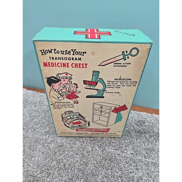 Vintage Transogram Doctor Nurse Medical Play Set Stethoscope Medicine Chest - Picture 14 of 16